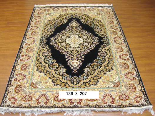 手工绢丝地毯 4.4*6.5 TXQ-1104黑蓝