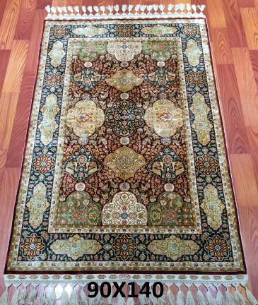 手工绢丝地毯 2.9*4.5 TXW-1114红