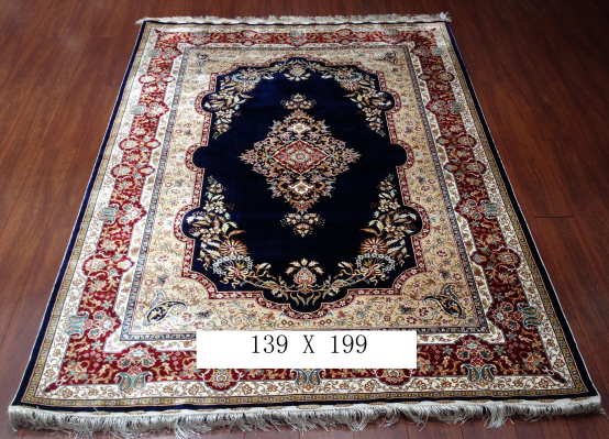 手工绢丝地毯 4.5*6.5 TXD-155黑蓝