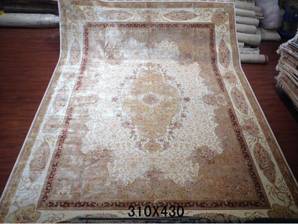 手工绢丝地毯10*14  TXW-1103 beige