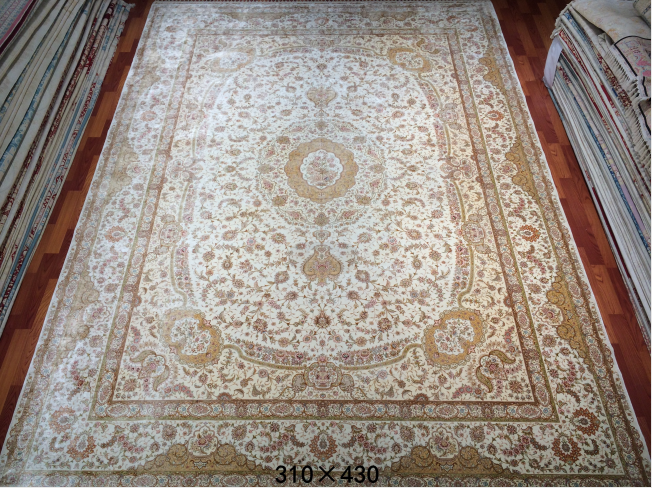 手工绢丝地毯10*14  TXW-0903白