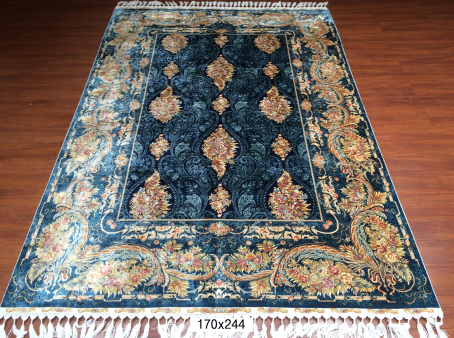 手工绢丝地毯5.4*7.87 TXX-1343蓝