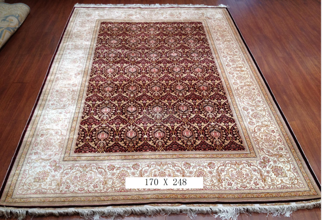 手工绢丝地毯  5.4*7.87 TXD-1034红