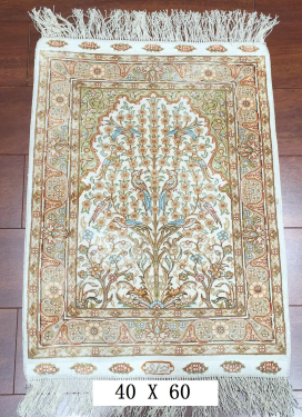 手工绢丝地毯 1.3*1.9 TXX-1442白