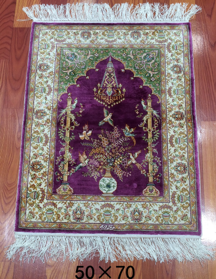 手工绢丝地毯 1.7*2.2  TXJ-1421紫