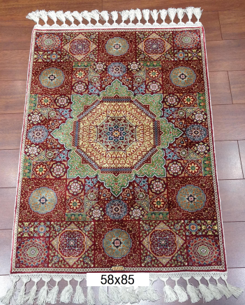 手工绢丝地毯 1.7*2.2 TXW-1115红