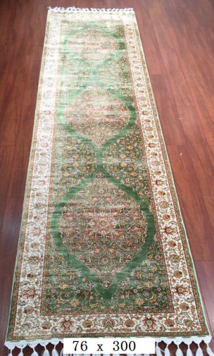 手工绢丝地毯 2.5*9.84  TXD-140绿