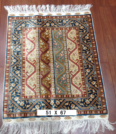 手工绢丝地毯 1.7*2.2  TXW-1106竖条