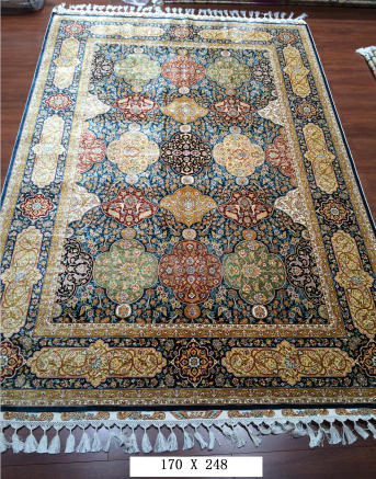 手工绢丝地毯  5.4*7.87 TXW-1114蓝