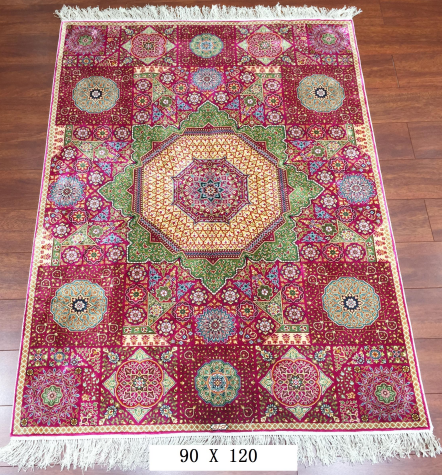 手工绢丝地毯 2.9*3.9 TXW-1115红