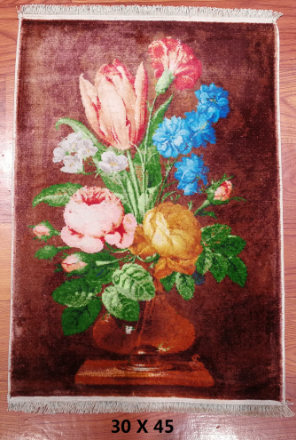 手工绢丝地毯1*1 棕色油画