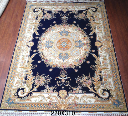 手工丝毛地毯 7*10 TXMW-1102黑蓝