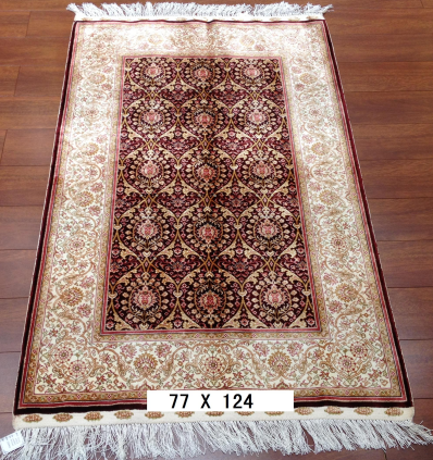 手工绢丝地毯 2.5*4 TXD-1034红