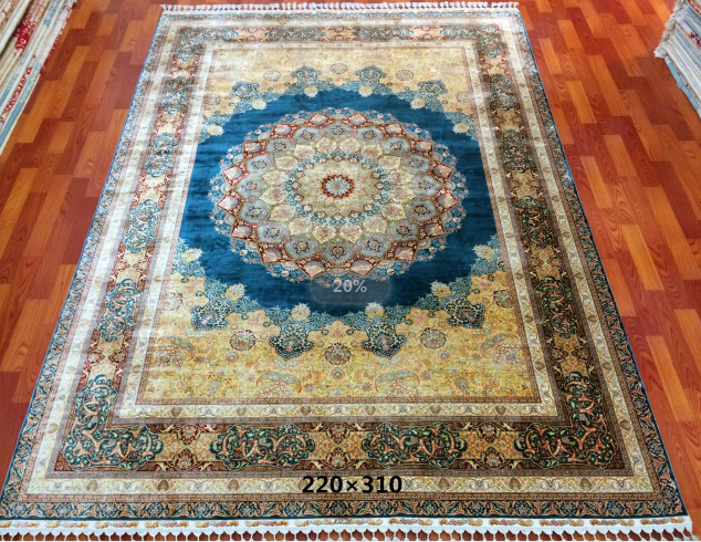 手工绢丝地毯  7*10 TXX-1243蓝