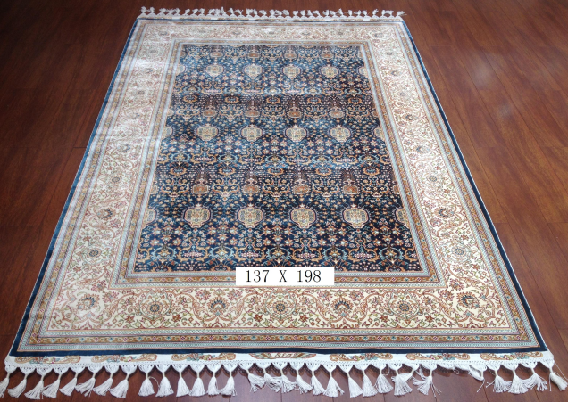 手工绢丝地毯  4.5*6.5 TXD-180蓝