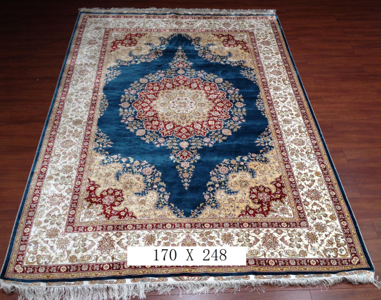 手工绢丝地毯  5.4*7.87  TXJ-1001蓝