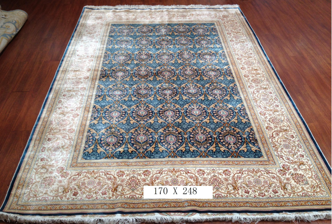 手工绢丝地毯  5.4*7.87 TXD-1034蓝