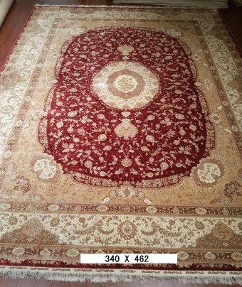 手工绢丝地毯11*15 TXW-0903红