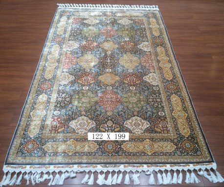 手工绢丝地毯4*6 TXW-1114蓝