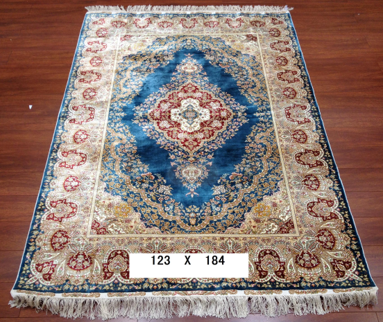 手工绢丝地毯 4*6 TXQ-1104蓝