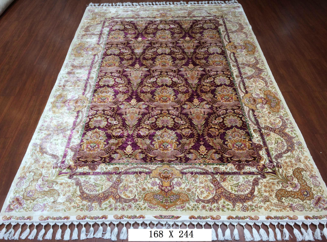 手工绢丝地毯 5.5*7.87 TXD-1054紫