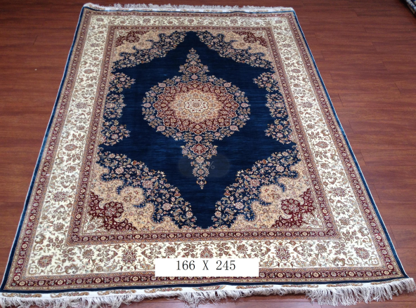 手工绢丝地毯 5.4*7.87 TXJ-1001蓝