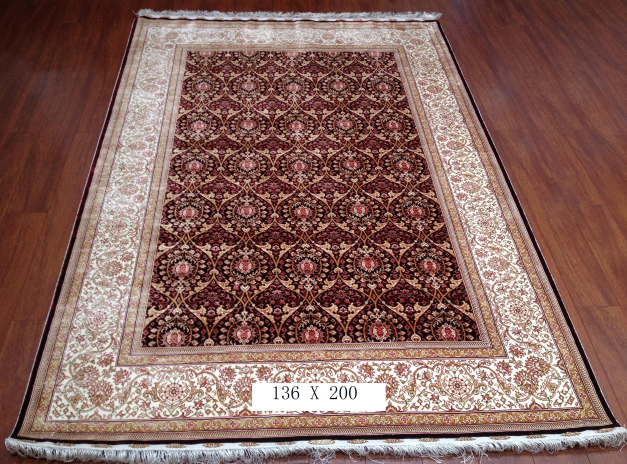 手工绢丝地毯  4.5*6.5  TXD-1034 红