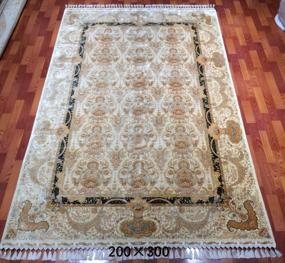 手工绢丝地毯 6.4*9.84 TXD-1054白