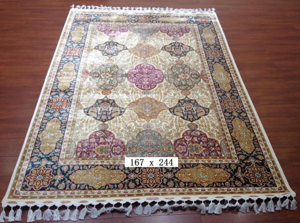 手工绢丝地毯  5.4*7.87 TXW-1114白