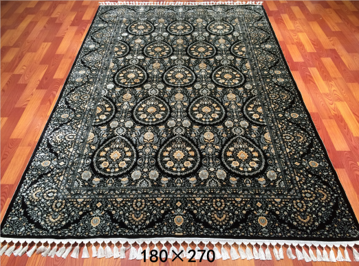 手工绢丝地毯6*9 TXJ-1502 黑