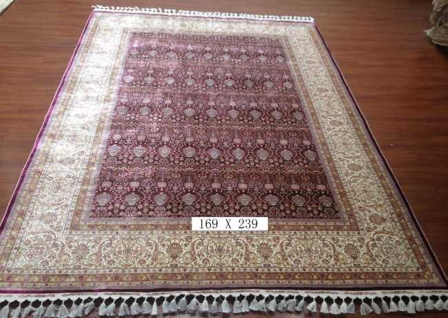 手工绢丝地毯 5.5*7.87 TXD-180红