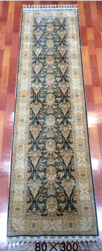 手工绢丝地毯 2.5*9.84  TXD-1054蓝